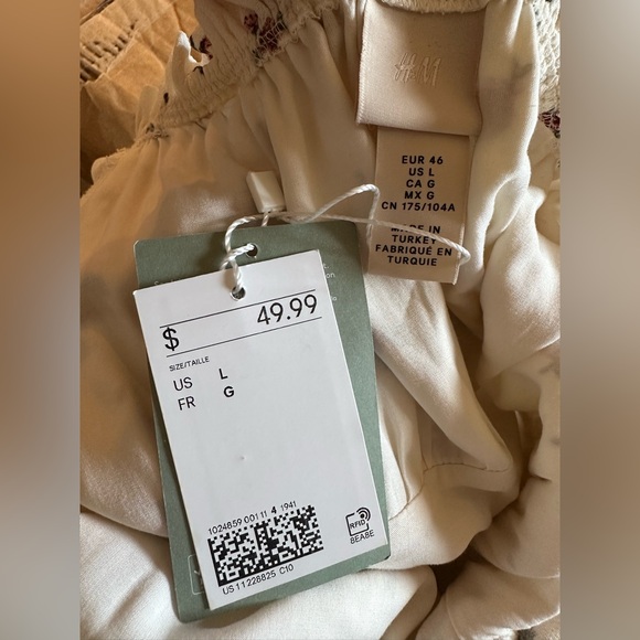 H&M peasant White Dress size L NWT - Picture 8 of 9